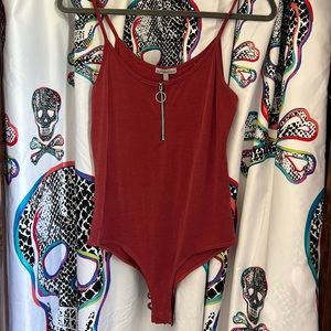 Charlotte Russe Medium M Bodysuit Burnt Orange Body Suit Tank